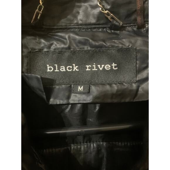 Black Rivet Black Zip Up Waterproof Jacket Size Medium - Picture 3 of 10